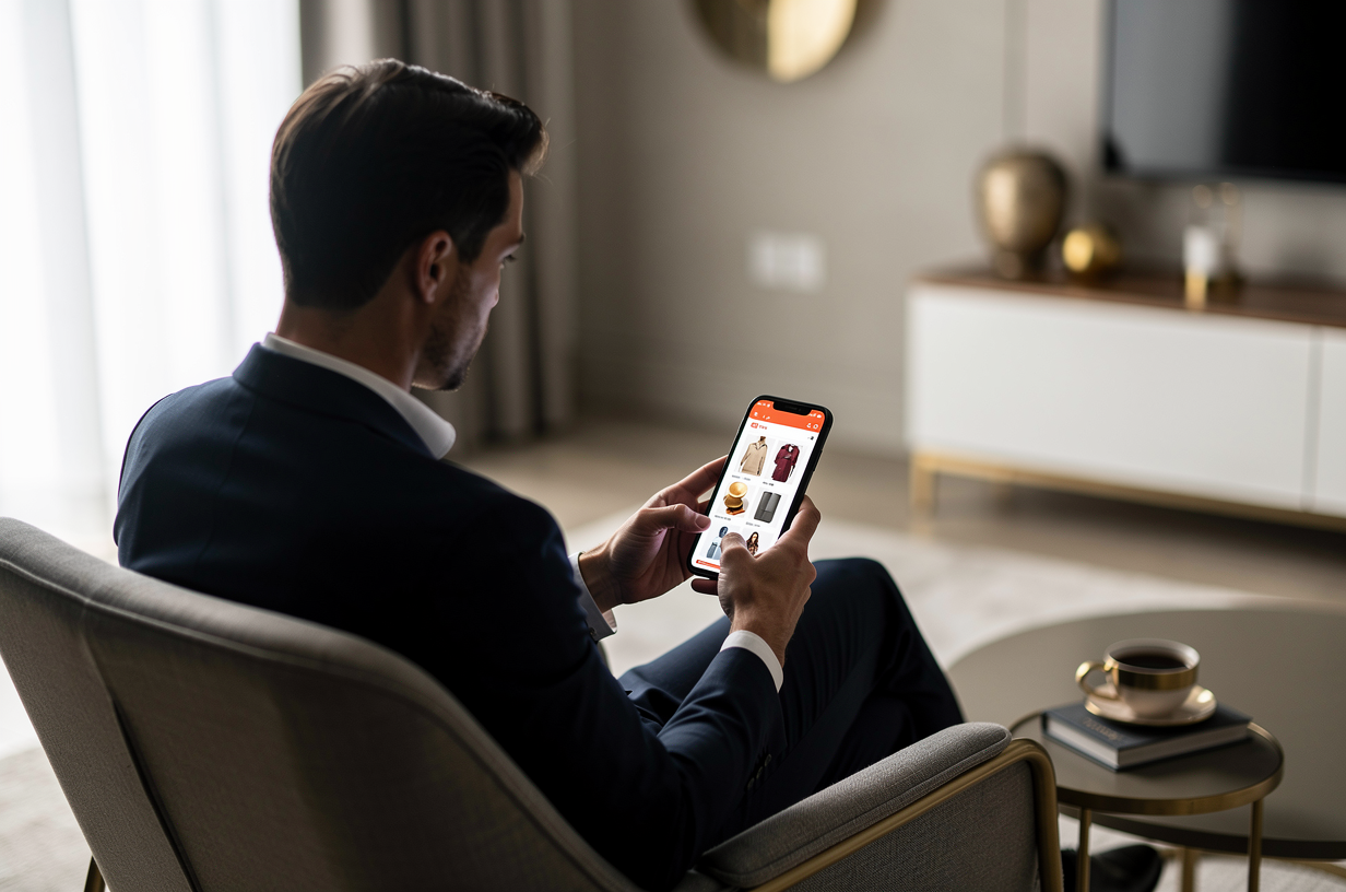 Consumidor conectado usando o smartphone