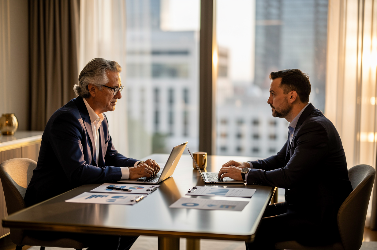Consultor orientando um empreendedor