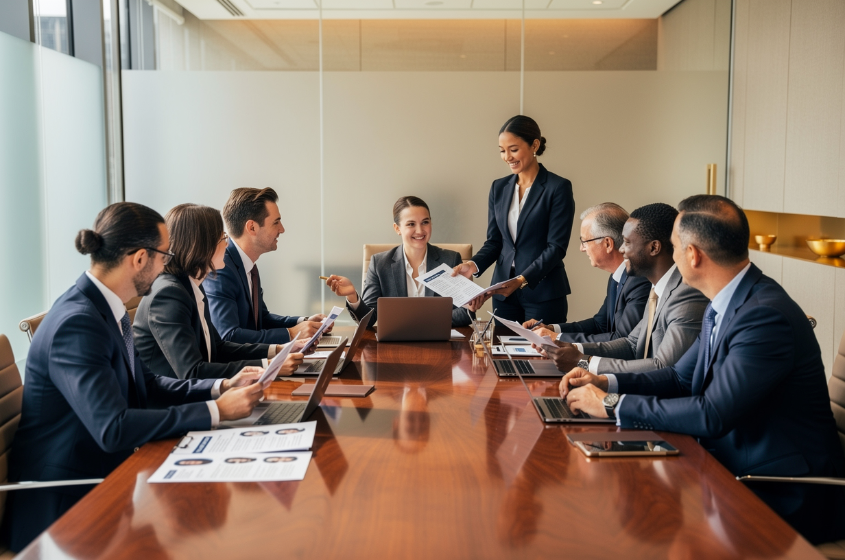 Equipe em reunião de recursos humanos